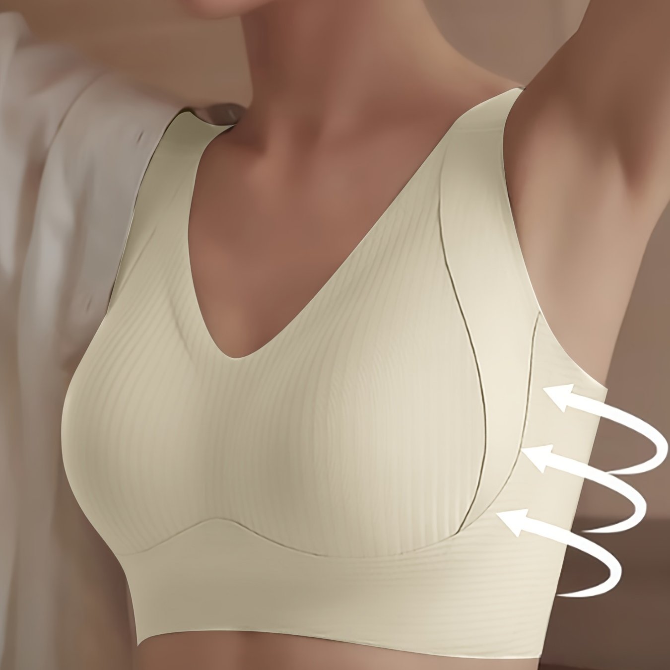 1pc Seamless Wireless Bra, Elegant Solid Color, Breathable & Comfort./MH