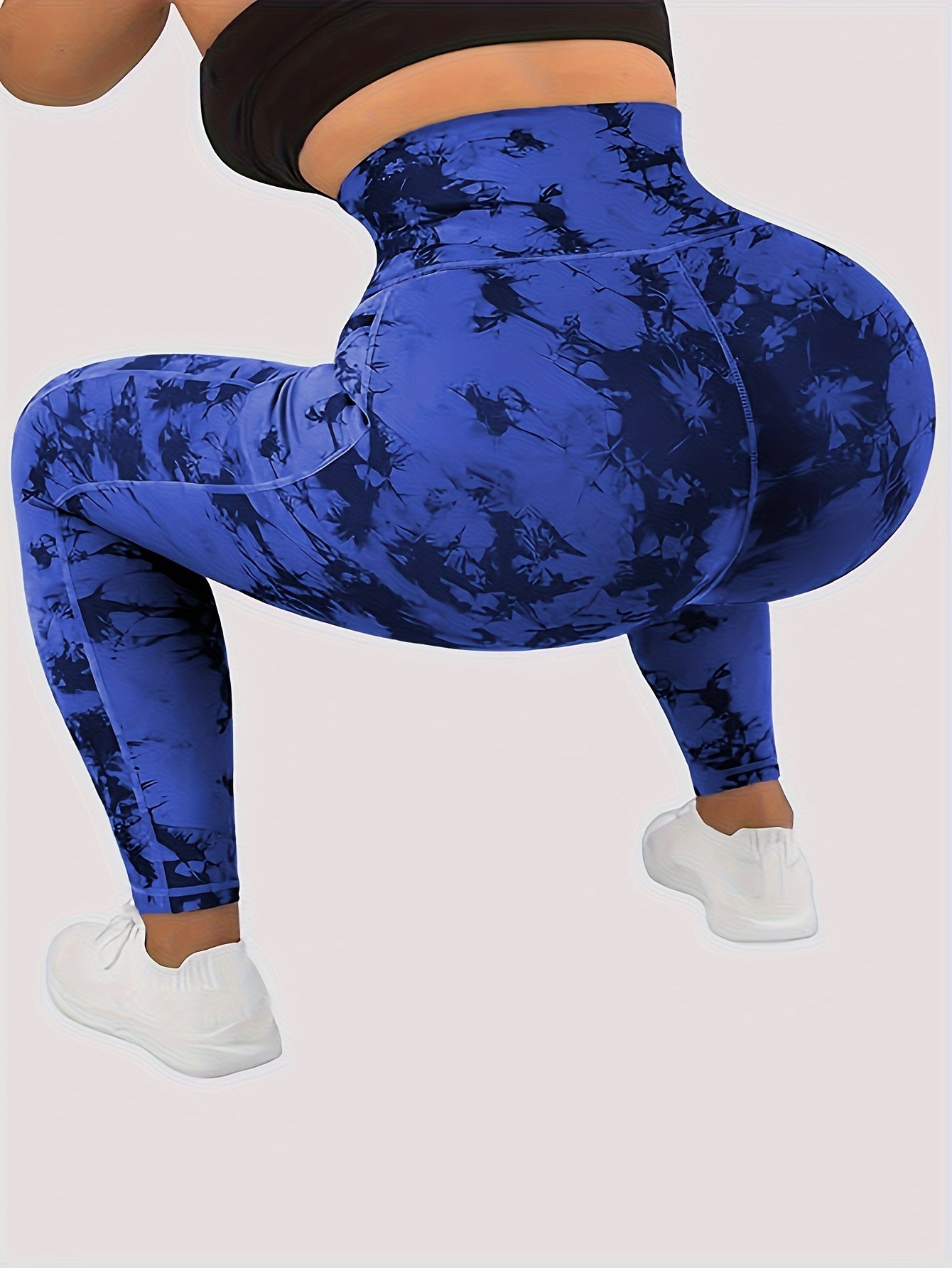 Women'S High-Waist Tie-Dye Yoga Leggings with Front Button Closure & Pockets .