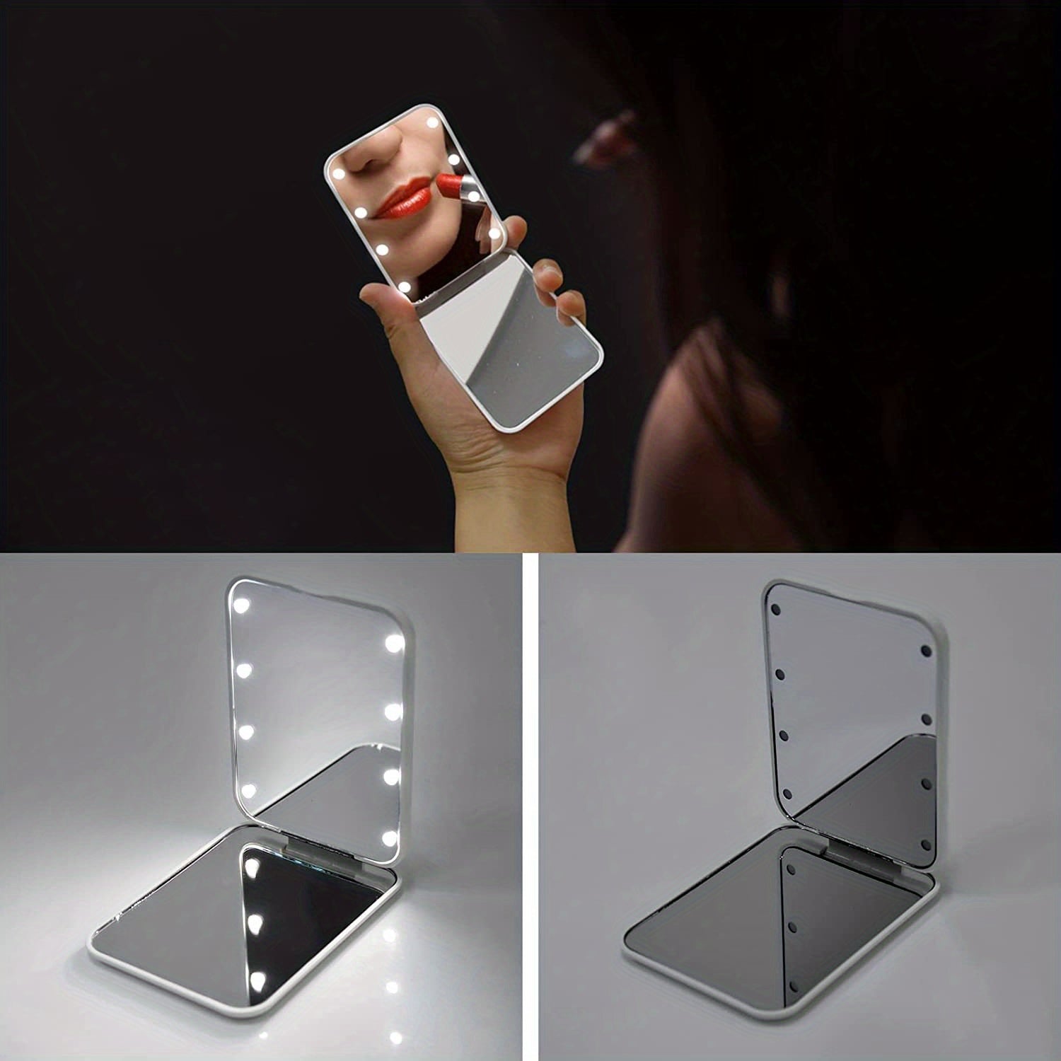 LED Pocket Makeup Mirror, 1X/3X Magnified LED Mini Compact