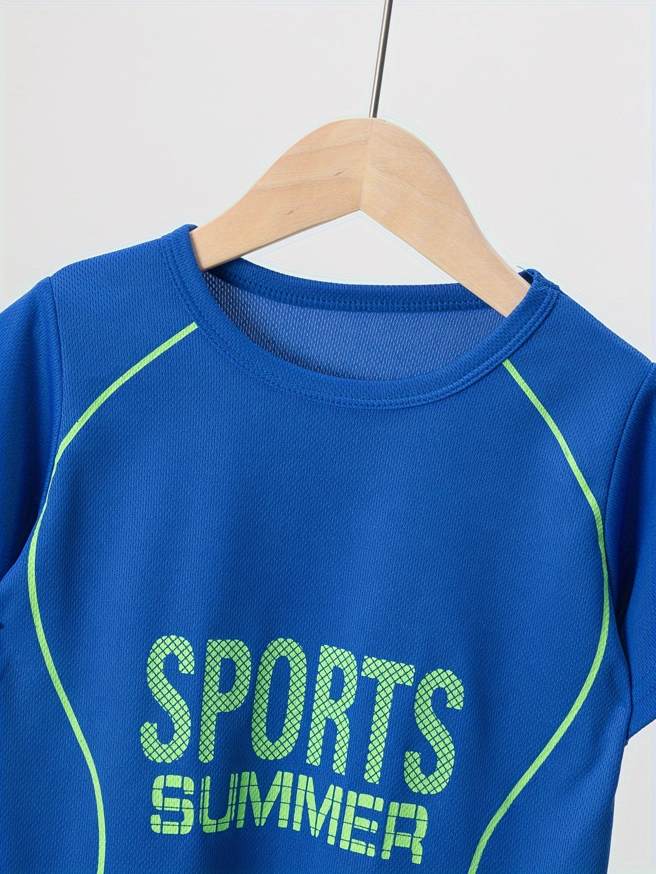 2 Pcs Boys Cute Pajama Sets, Cute Sports Letter Elements Pattern Short T-Shirts.