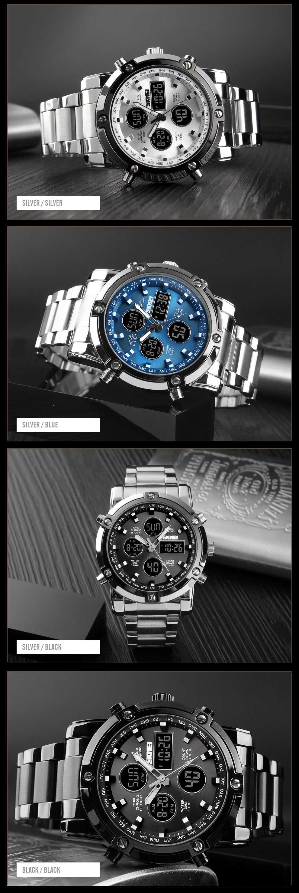 SKMEI New Men Sport Fashion Watch Quartz Stopwatch Dual Display.