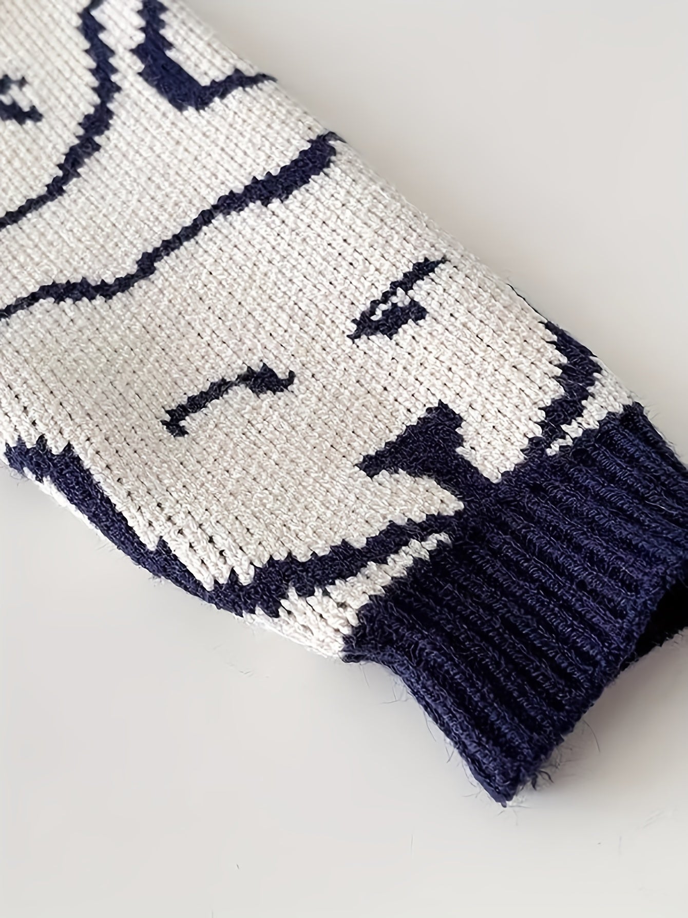 Bear Pattern Kid's Sweater, Color Clash Cable Knit Pullover,