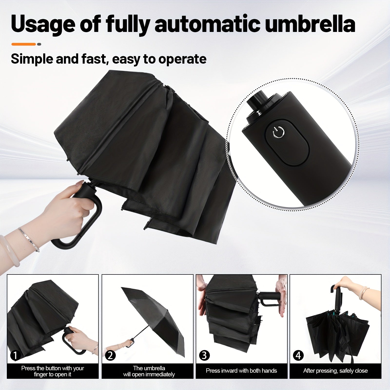 Automatic Umbrella with 10-Rib Windproof Design .