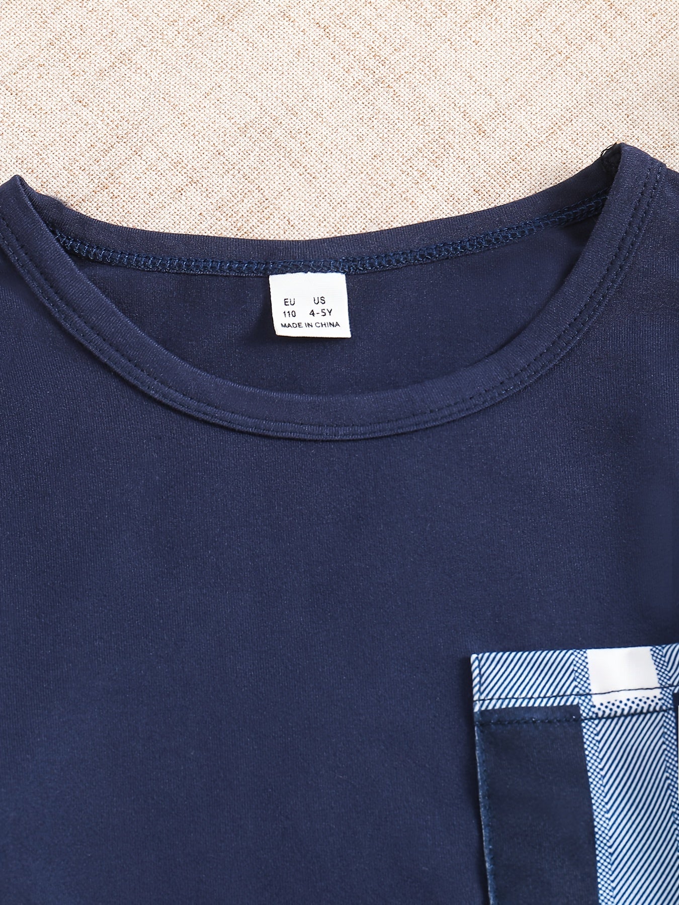 2pcs Plaid Pattern Pajamas For Kids, Pocket Front Long Sleeve Top & Pants Set,