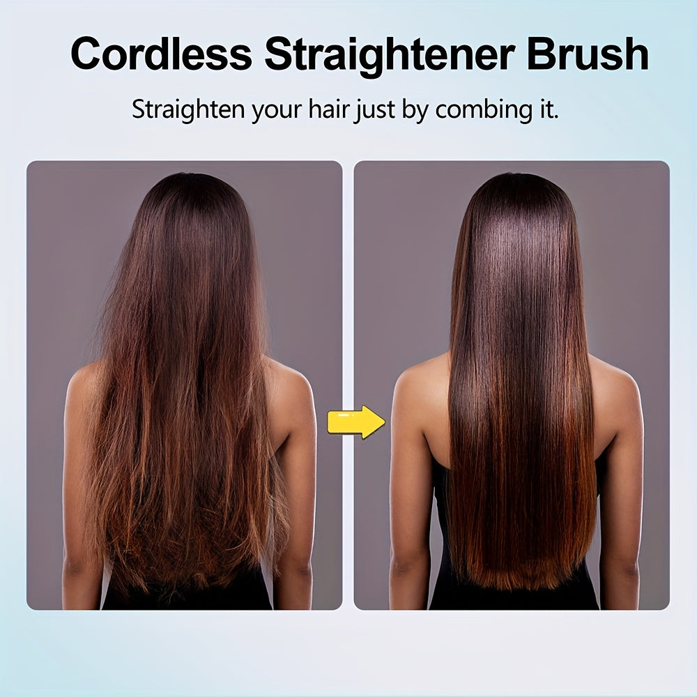 Wireless Hair Straightener Brush - / Fast Heating, Constant Temperature Anti-Scald, LED Display, Lightweight Portable Design for Home & Travel, Ideal Gift for Women, Hair Straightener, Sleek Gadget, Userfriendly Interface