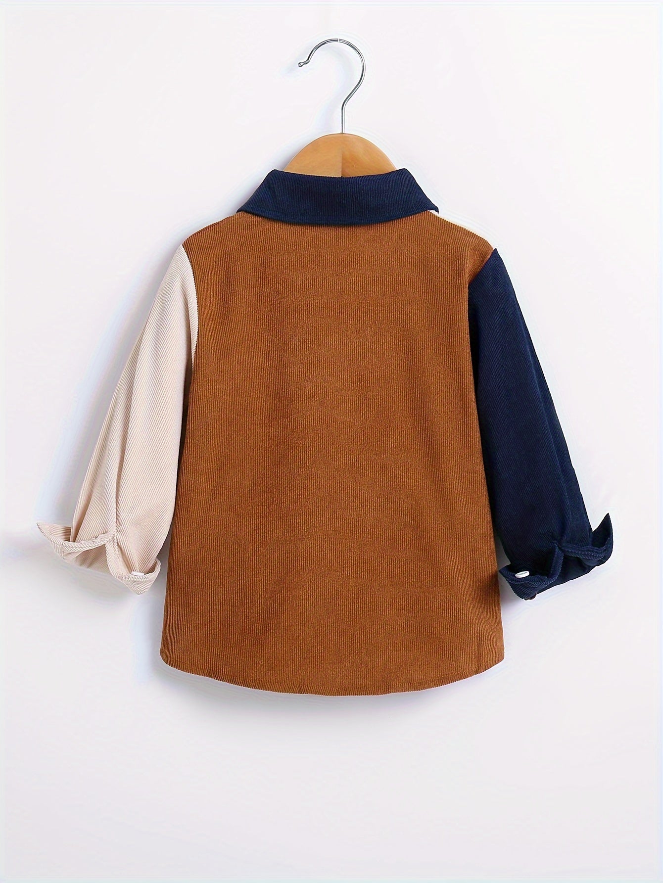 Toddler Boys Long Sleeve Color Block Shirt Top Kids Clothes For Spring Autumn.