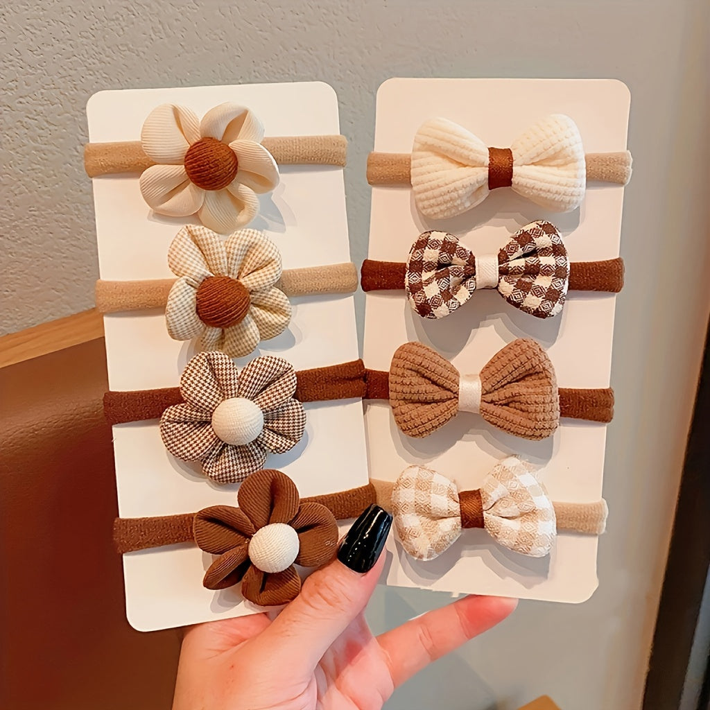 6/8/12/20pcs New Cute Sweet Flower Bow Girls Women Elastic Hair Bands Hair Ties Princess Hair Accessories Headwear