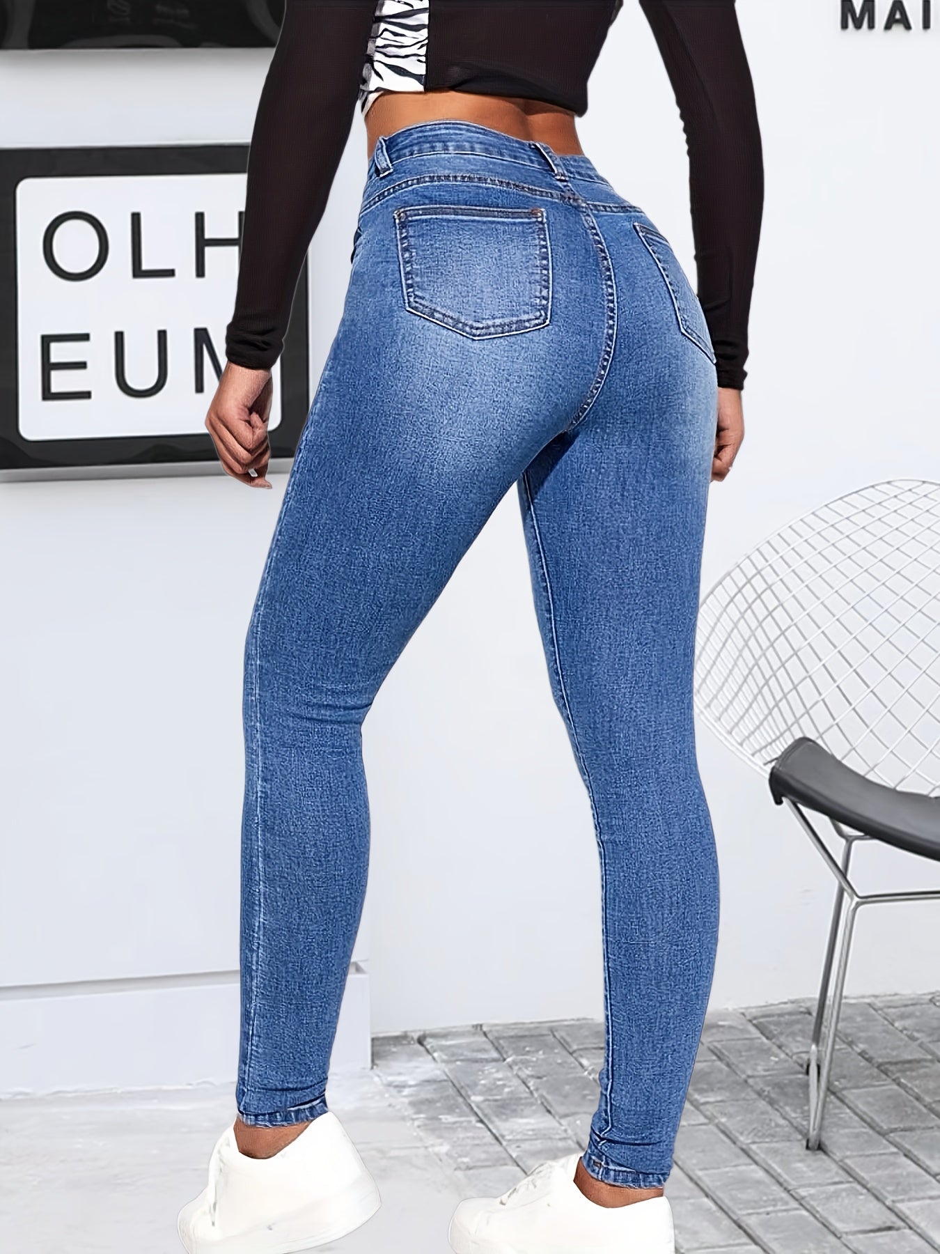 Skinny Jeans, High Waist Water Ripple Embossed Tight Denim Pants,