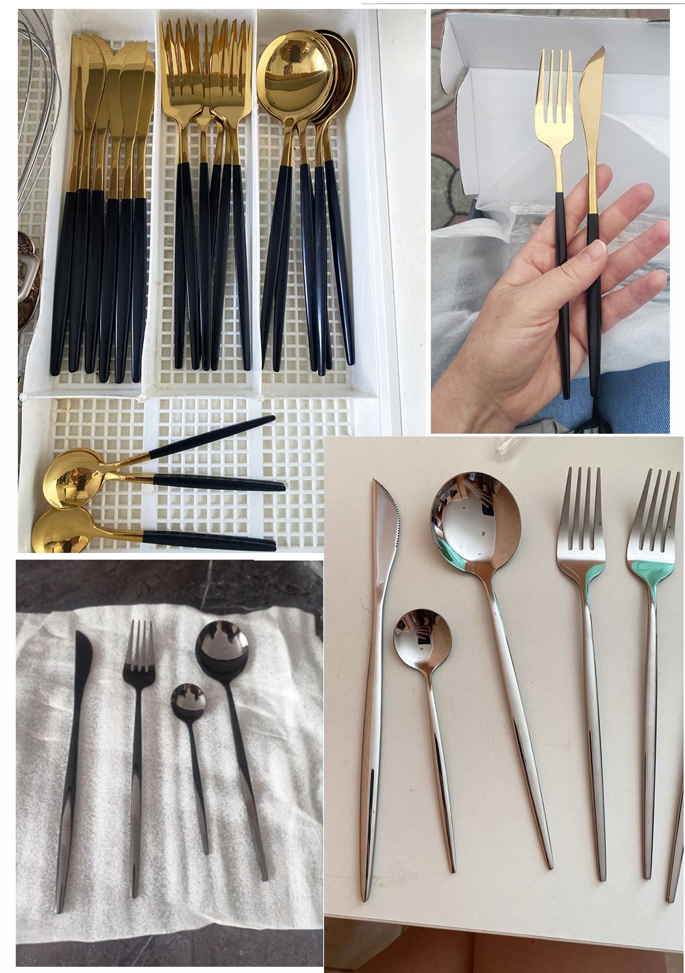24-Piece Luxury Black Handle Golden Cutlery Set - High-Quality Stainless Steel Knife, Fork, and Spoon Tableware Flatware Set for Festival, Kitchen, and Dinnerware - Ideal Gift for Friends and Family