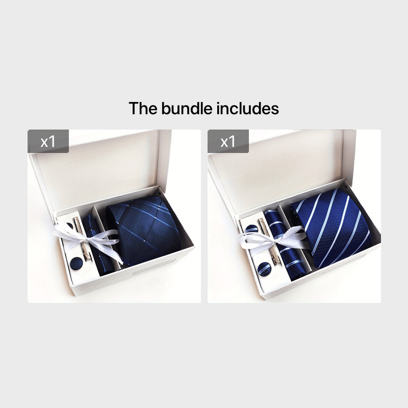 Men's Tie Gift Box 3 Piece Of Sets Tie Pocket Square Cufflinks Tie Clip