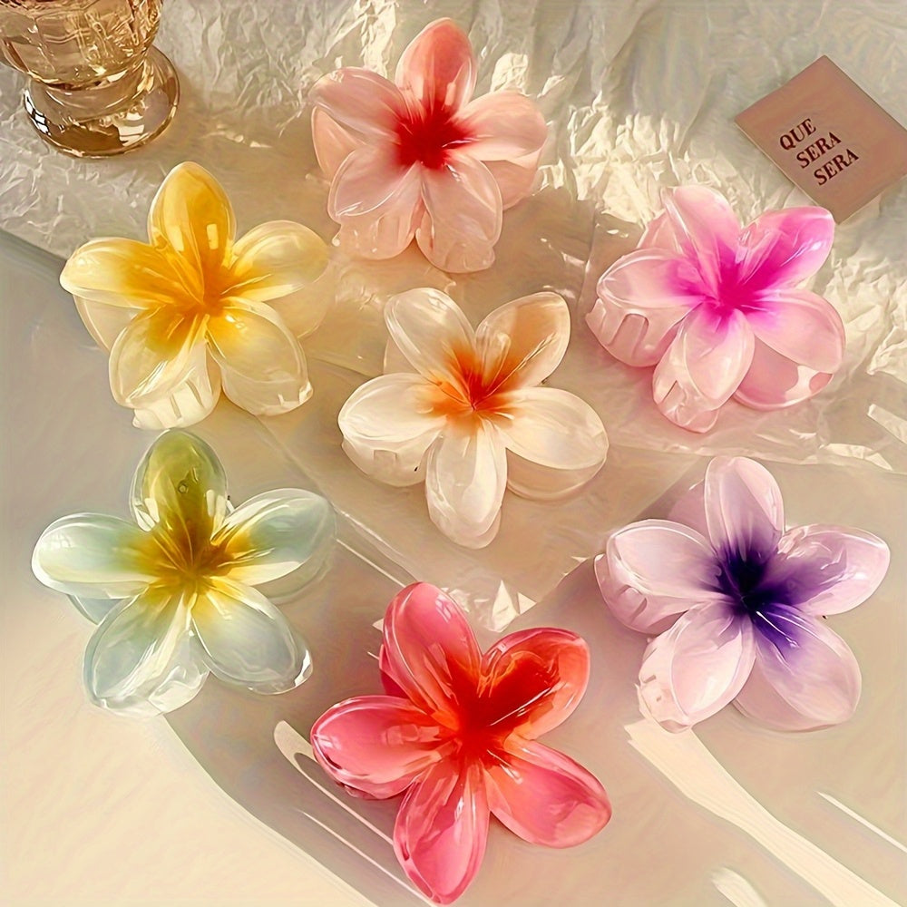 6pcs Gradient Flower Hair Clip Set, Polyester Textile, Mixed Color, Pop Culture Theme, Fashion Casual Style, Perfect for Outings and Commuting, Ideal Gift for Young Women