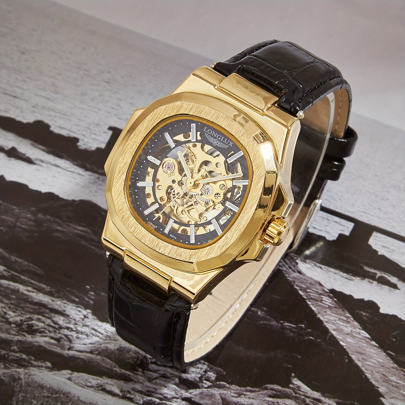 Men's Waterproof Mechanical Watch, Square Dial Business Mineral Glass Mirror Waterproof Wrist Watch, Christmas, Valentine's Day Gift
