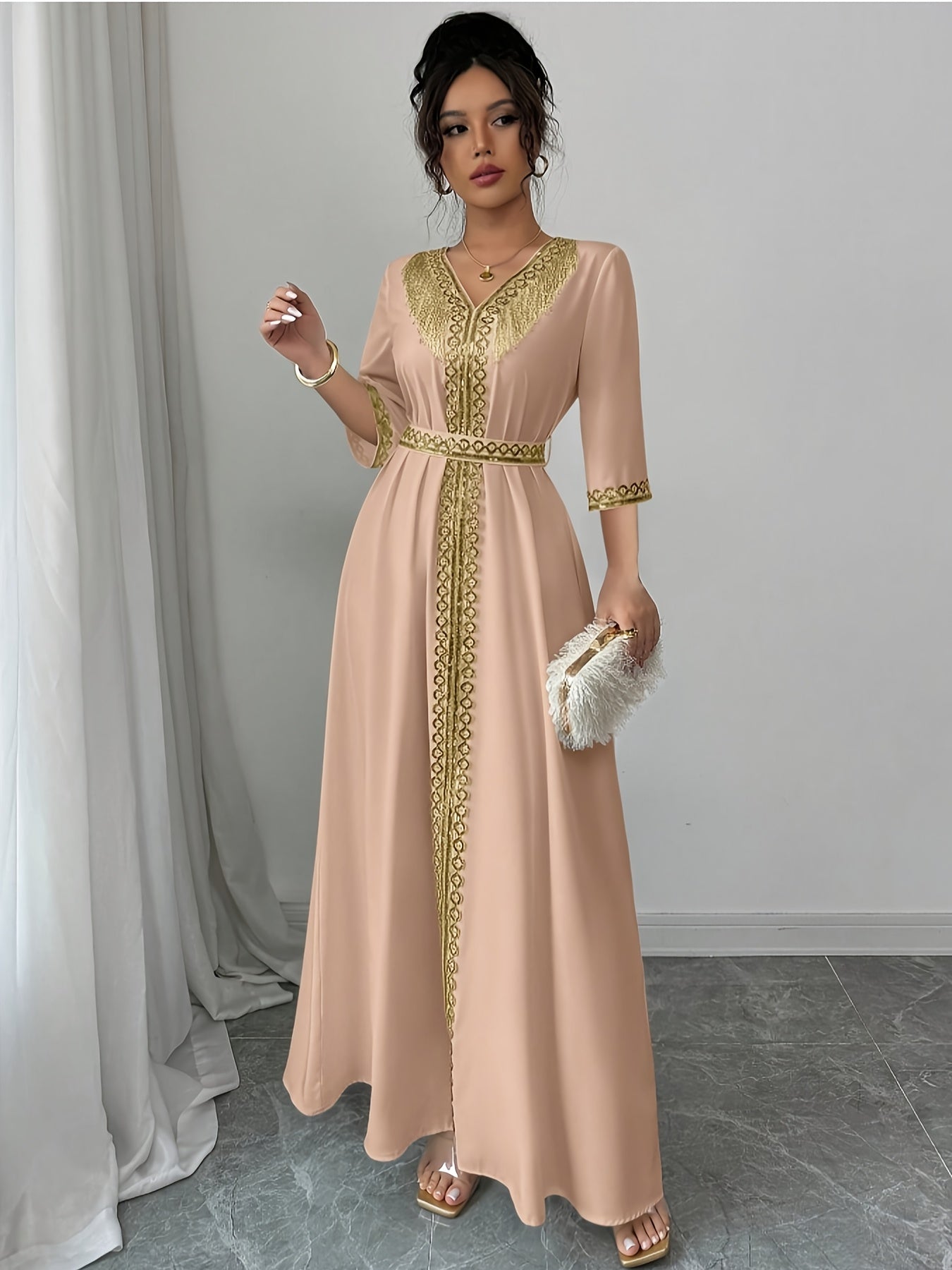 Yuhongfei Directional YY0309072 Mid-Sleeve Maxi Dress