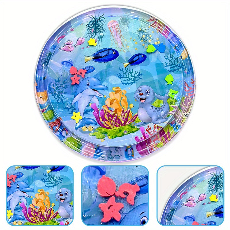 1pc 100cm/39.4in Ocean Themed Patty Water Mat, Crawling Mat, Game Pad, Tummy Time Water Play Mat, Halloween Gift Christmas, Halloween, Thanksgiving Day Gift