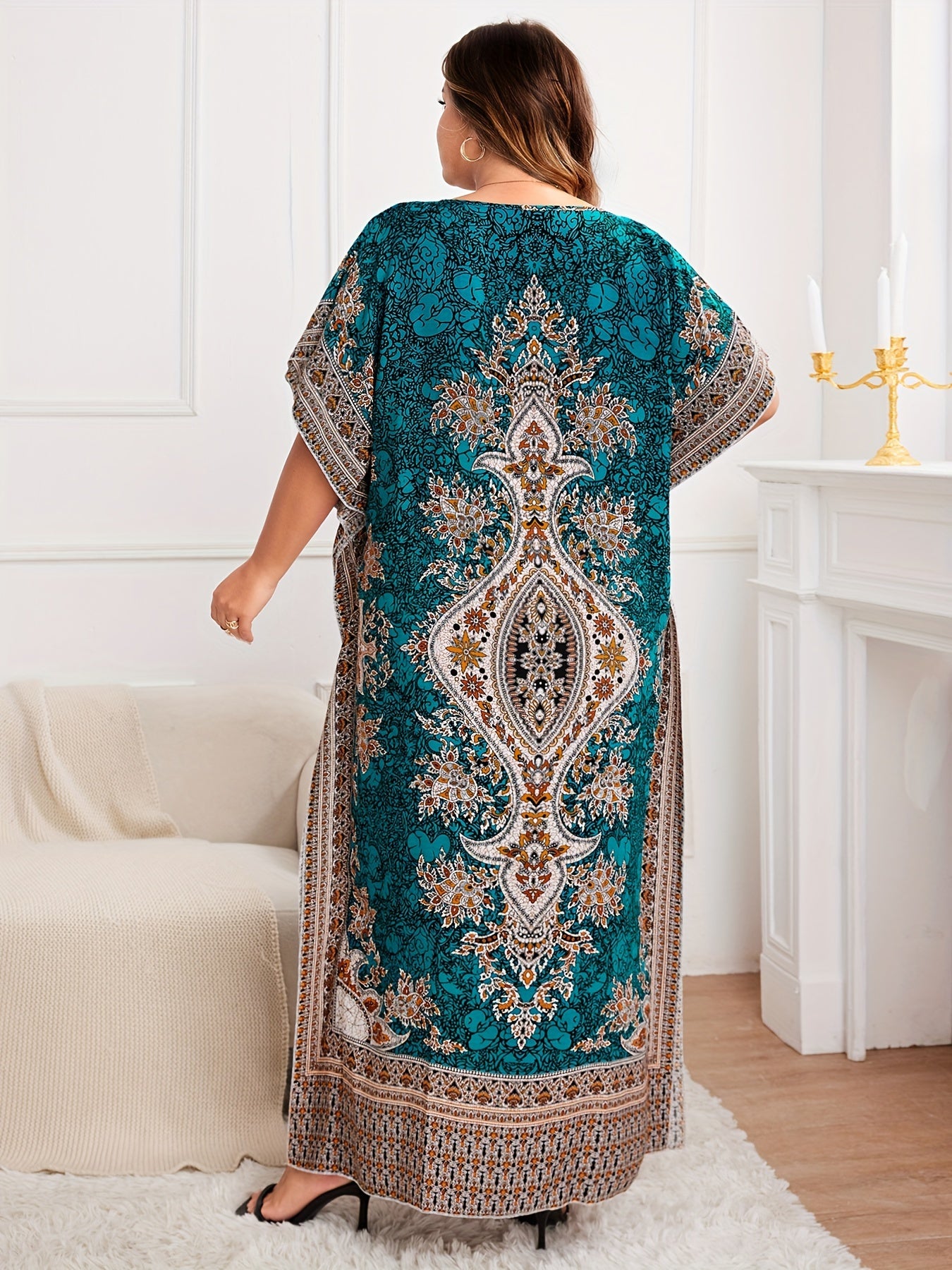 Plus Size, European and American Plus Size Women's Bohemian Vacation Dress ./MH