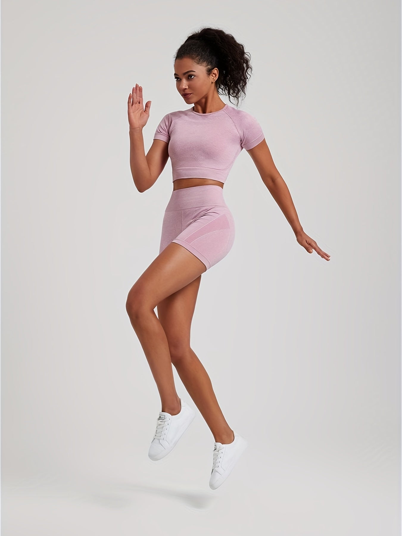 2pcs Yoga Fitness Suits, Seamless Quick-dry Casual Sportswear Sets,