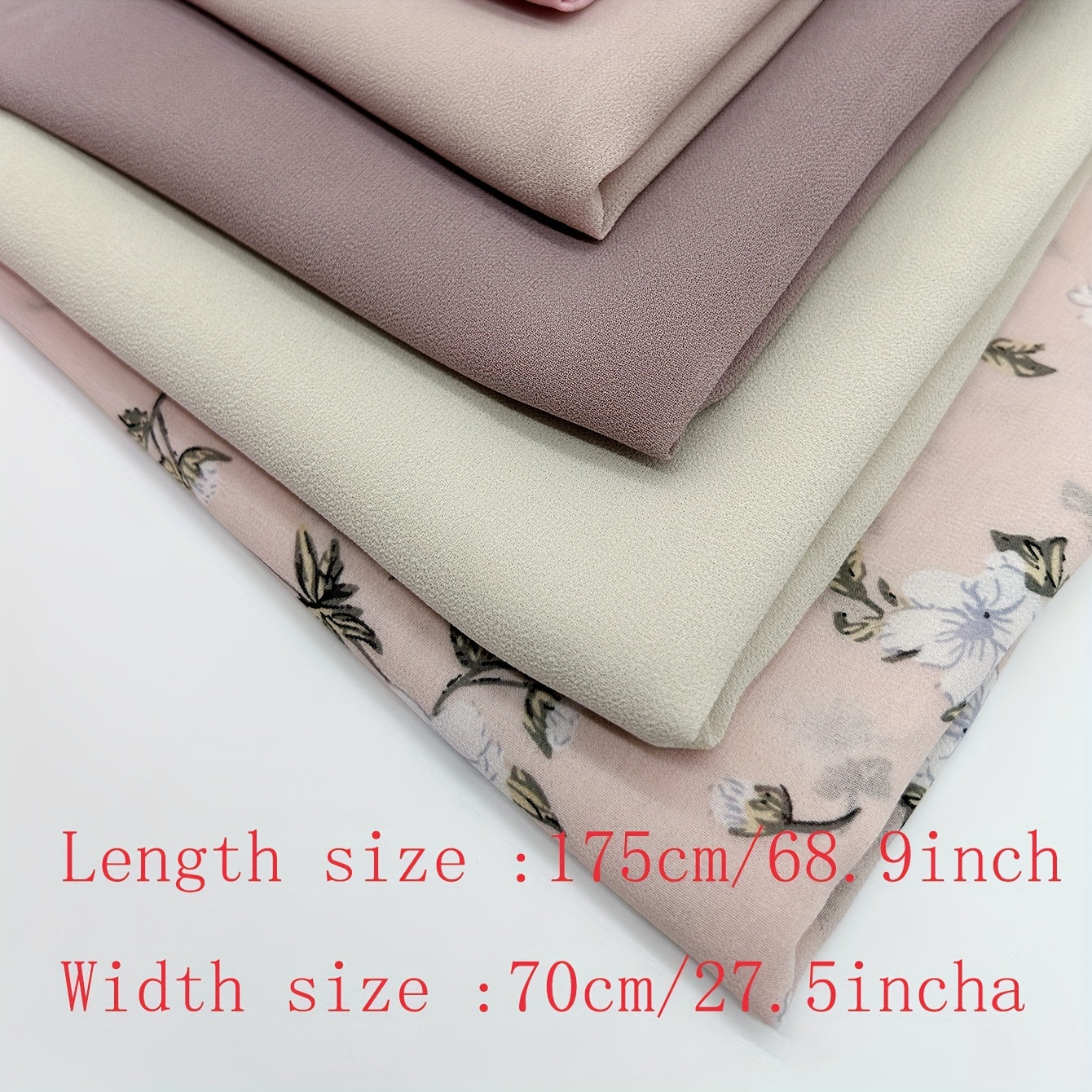 1set Chiffon Elegant Hijab Headscarf Pearl Headscarf Button 5pcs Solid Color '/MH