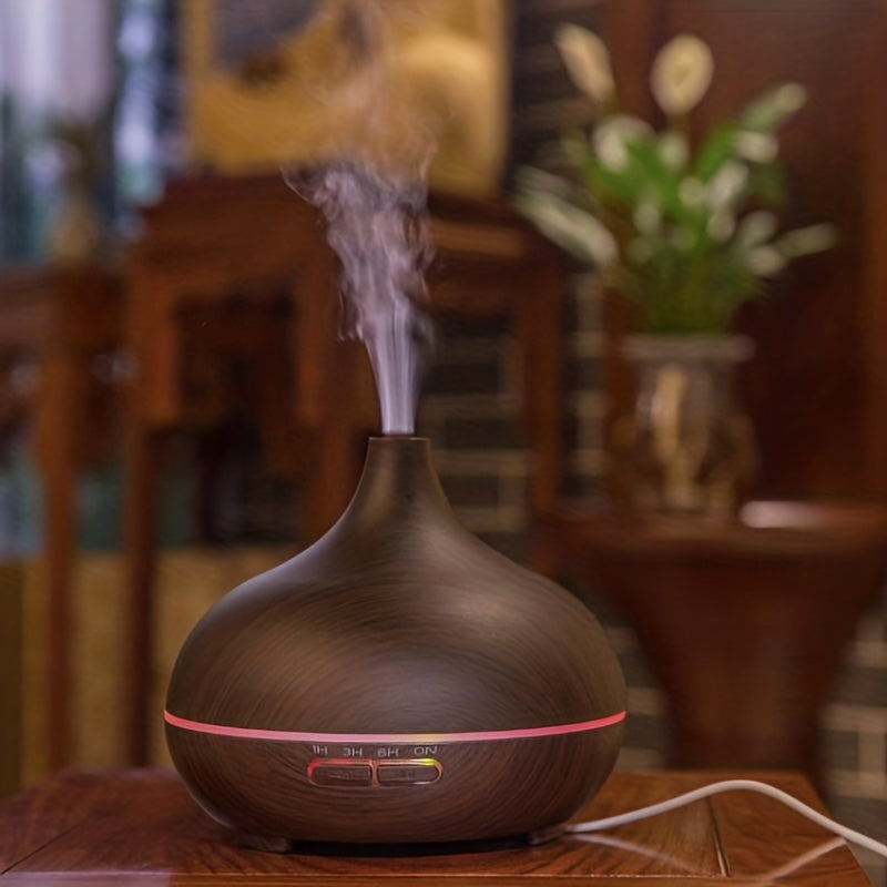 1pc Aroma Diffuser Essential Oil Large Room Office 550ml Wood Color USB Charge Essential Oil Diffusers Cool Mist Humidifier Super Quiet Ambient 7 Color LED Light Waterless Auto Off Aromatherapy Diffuser For Home Bedroom Gift