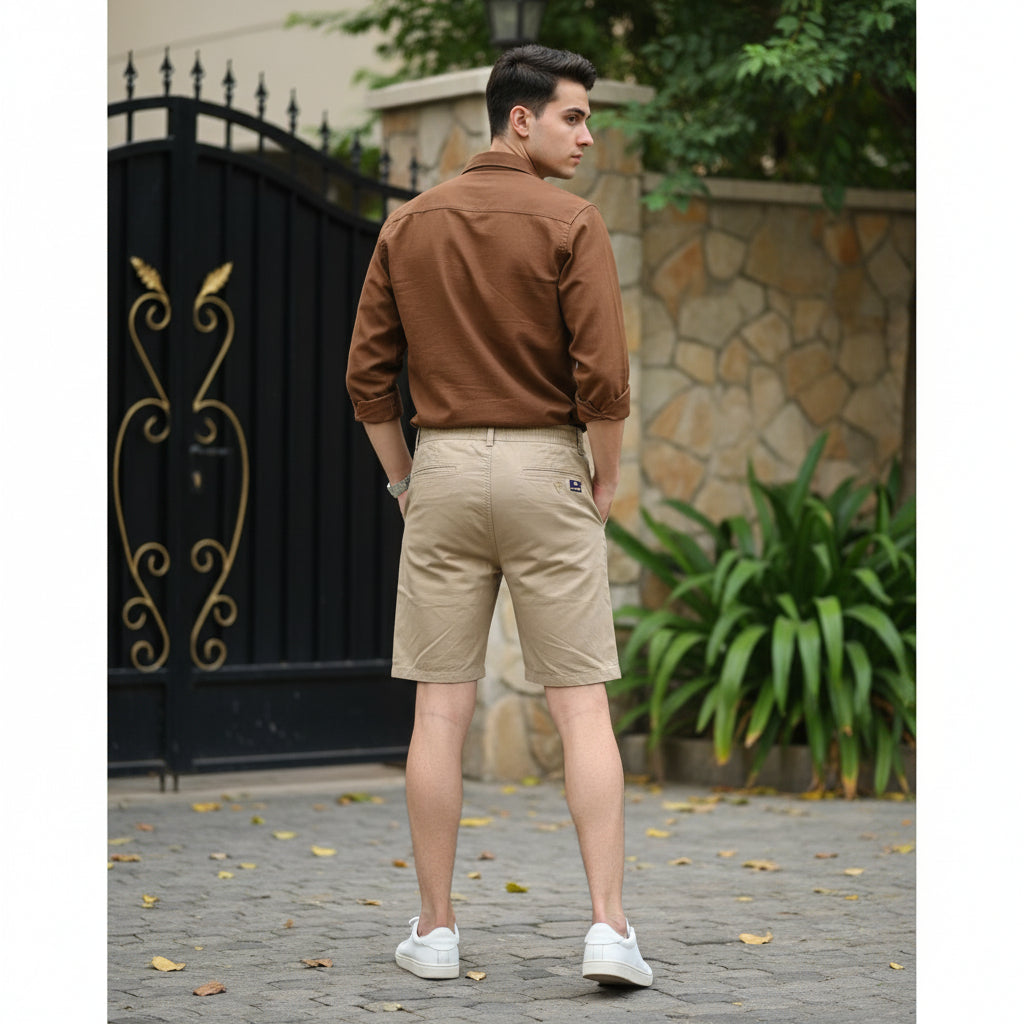 Men’s Beige Everyday Shorts 17 to 24 Years - Soft Fabric Casual Shorts with Pockets | MH