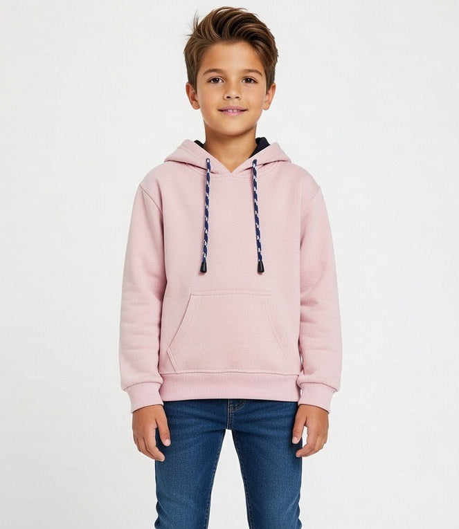 Kid's Pull-Over Solid Pink Hoodie | MH Size (2-12Years)