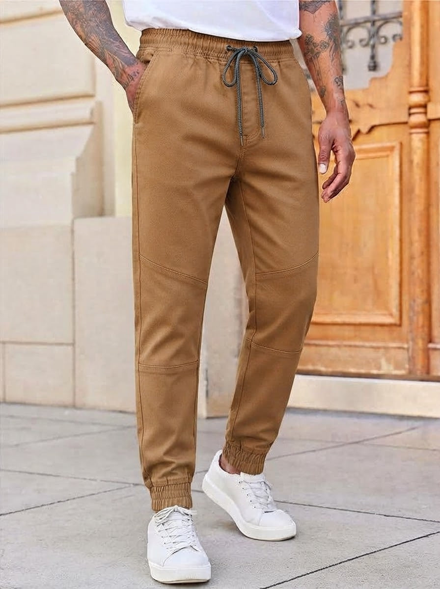 Men's Solid Cotton 4 pocket super stretch Joggers - Casual Drawstring Trousers with Pockets | Sizes 30"-38" | MH