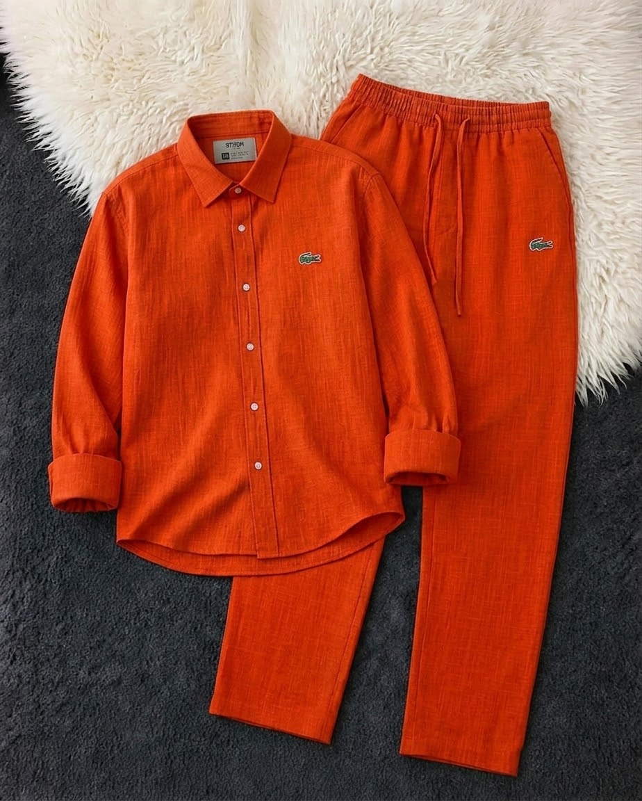 Men’s Premium Rich Linen Co-ord Set | Full Sleeve Shirt & Wide Leg Trouser | Luxury Seeta Set | M–XXL