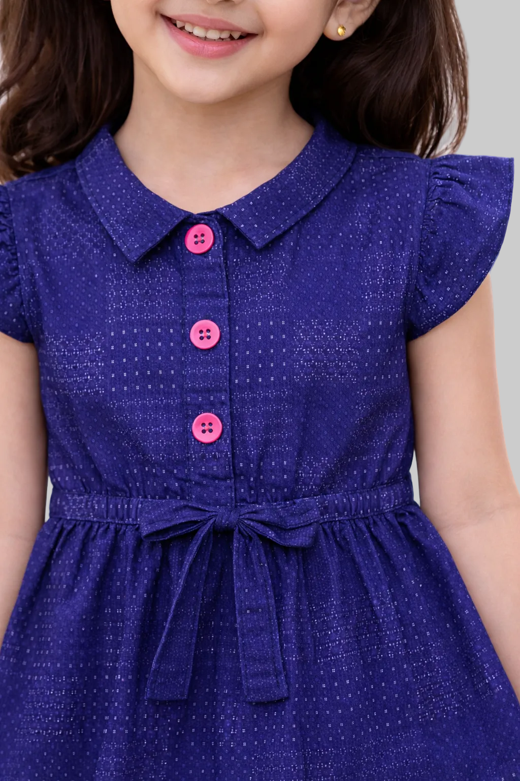 Girls Contrast Blue Denim Button-Down Tunic (2–12 Years)