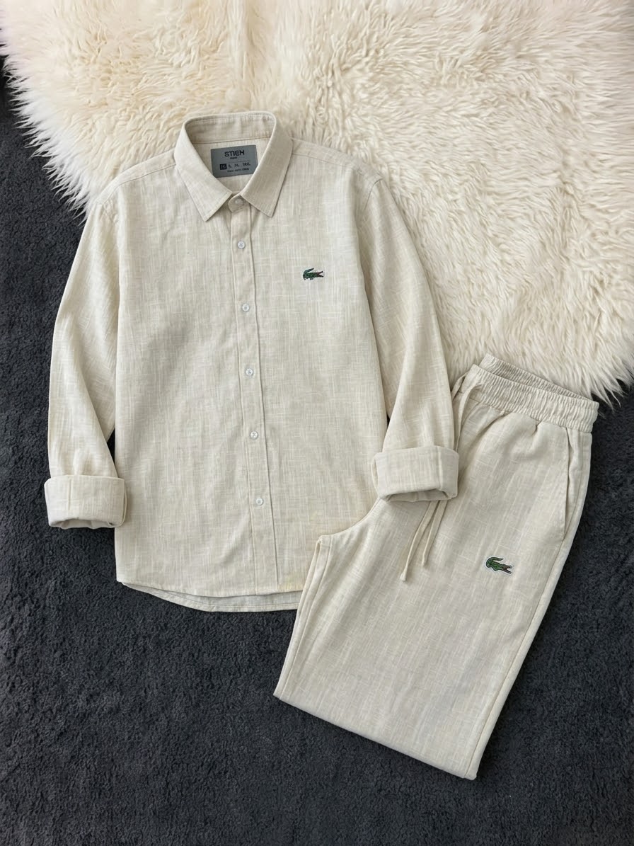 Men’s Premium Rich Linen Co-ord Set | Full Sleeve Shirt & Wide Leg Trouser | Luxury Seeta Set | M–XXL