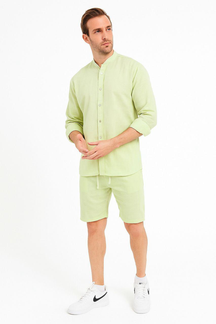 Men’s Rich Linen Old Money Formal Shirt Short Sets | MH