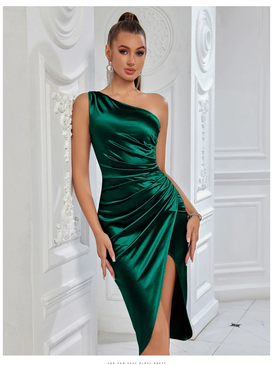 ADYCE 2024 New Summer One Shoulder For Women Drape Elegant Dress Celebrity Evening Party Dresses High slit Sexy Bodycon Vestidos