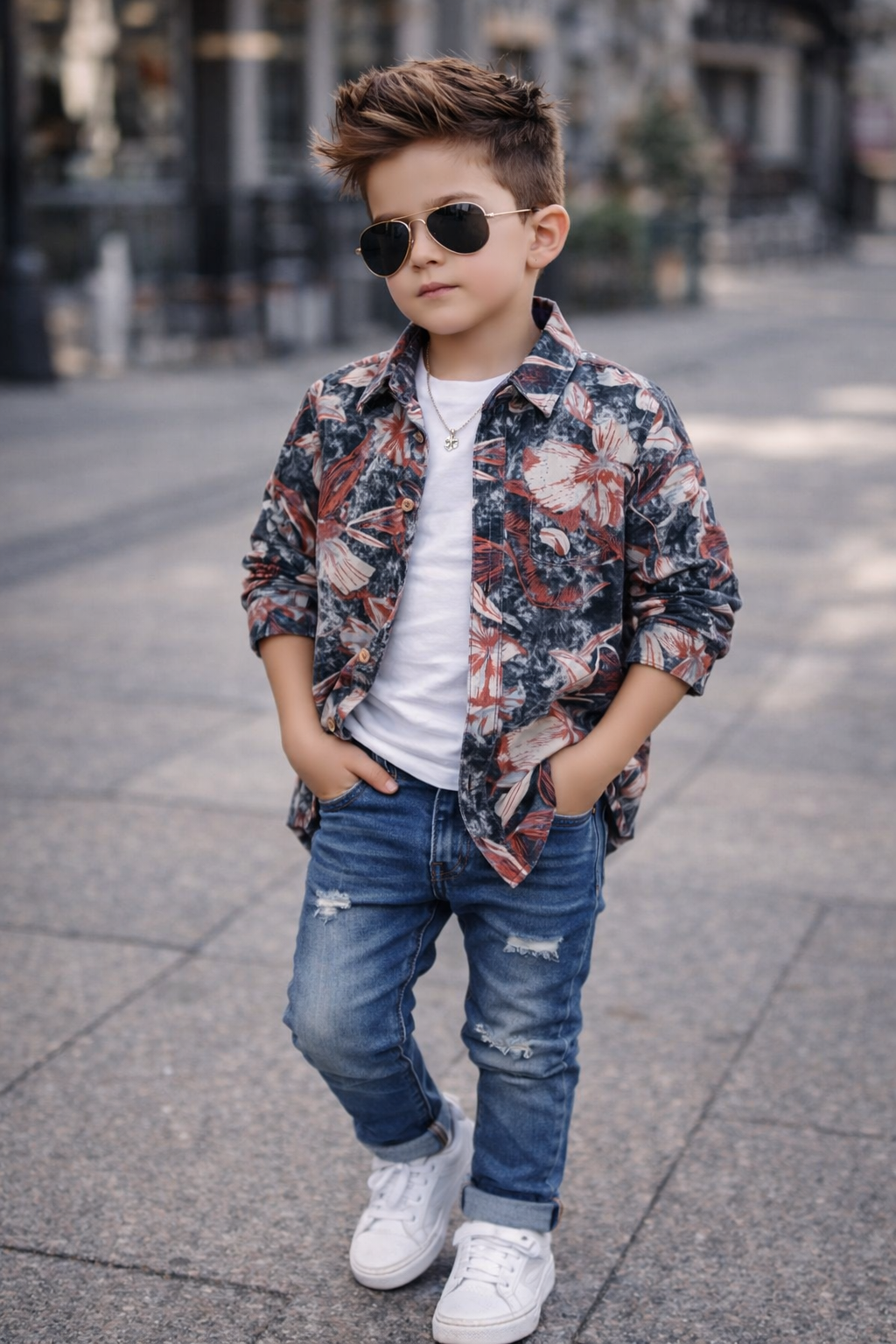 Kids Oven & Knit Contrast Long Sleeve Cotton Shirt (3-14yrs)MH