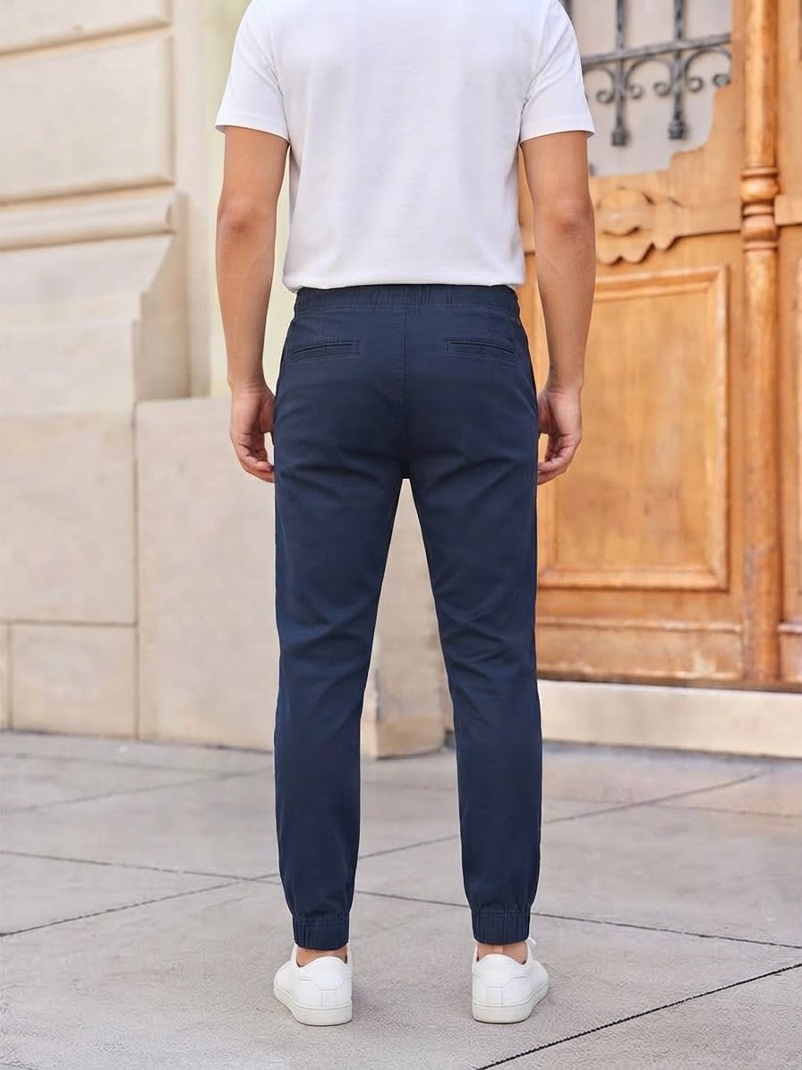 Men's Solid Cotton 4 pocket super stretch Joggers - Casual Drawstring Trousers with Pockets | Sizes 30"-38" | MH