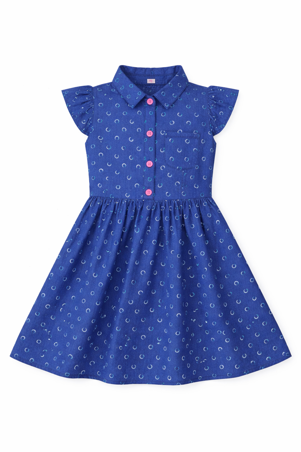 Girls Indigo Blue Printed Cotton Dress (2–12 Years) | Soft Casual Party Wear | MH AE