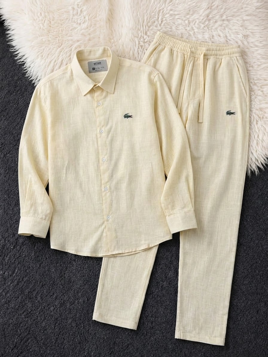 Men’s Premium Rich Linen Co-ord Set | Full Sleeve Shirt & Wide Leg Trouser | Luxury Seeta Set | M–XXL