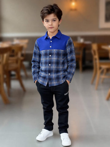 Boys' Premium Plaid Button-Down Shirt – Western Yoke Cotton Long Sleeve (Ages 3-14)