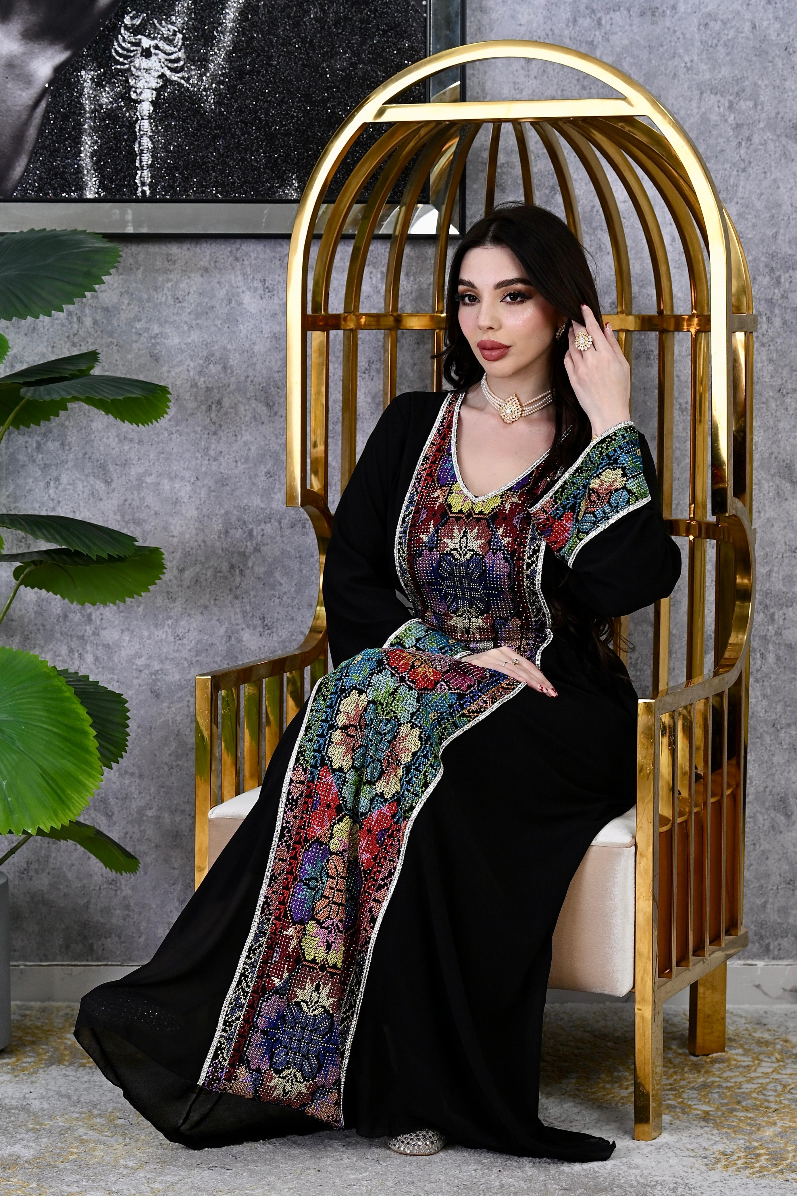 Royal Heritage Embroidered Kaftan | Dubai Occasion Dress for Weddings |4 Colors | Sizes F1-F2 | MH