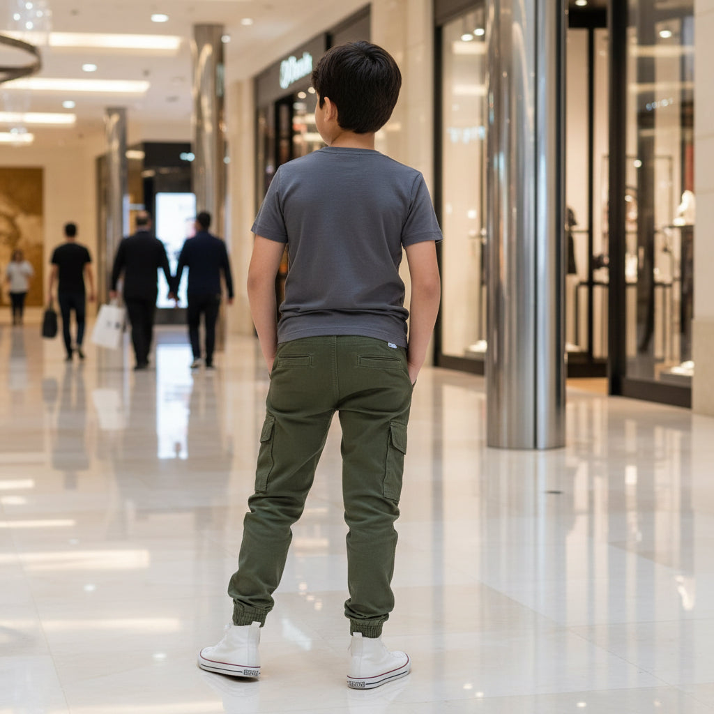 Boys Cargo Pants Green 11-16 Years - Casual Jogger Style Cargo Trousers with Pockets | MH