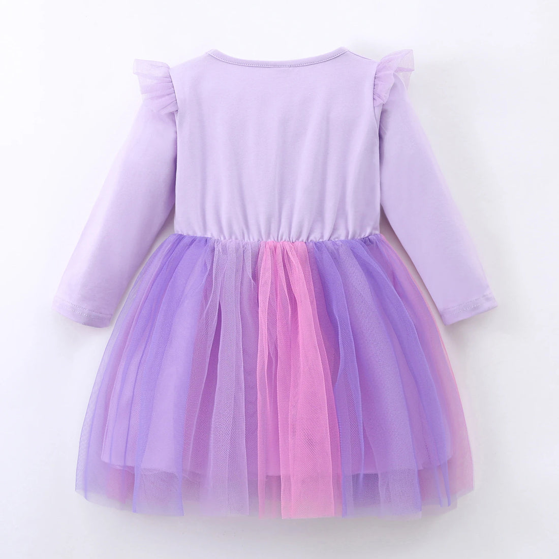 Kids Girls Long Sleeved Tutu Dress Unicorn Embroidery Colorful Dress .