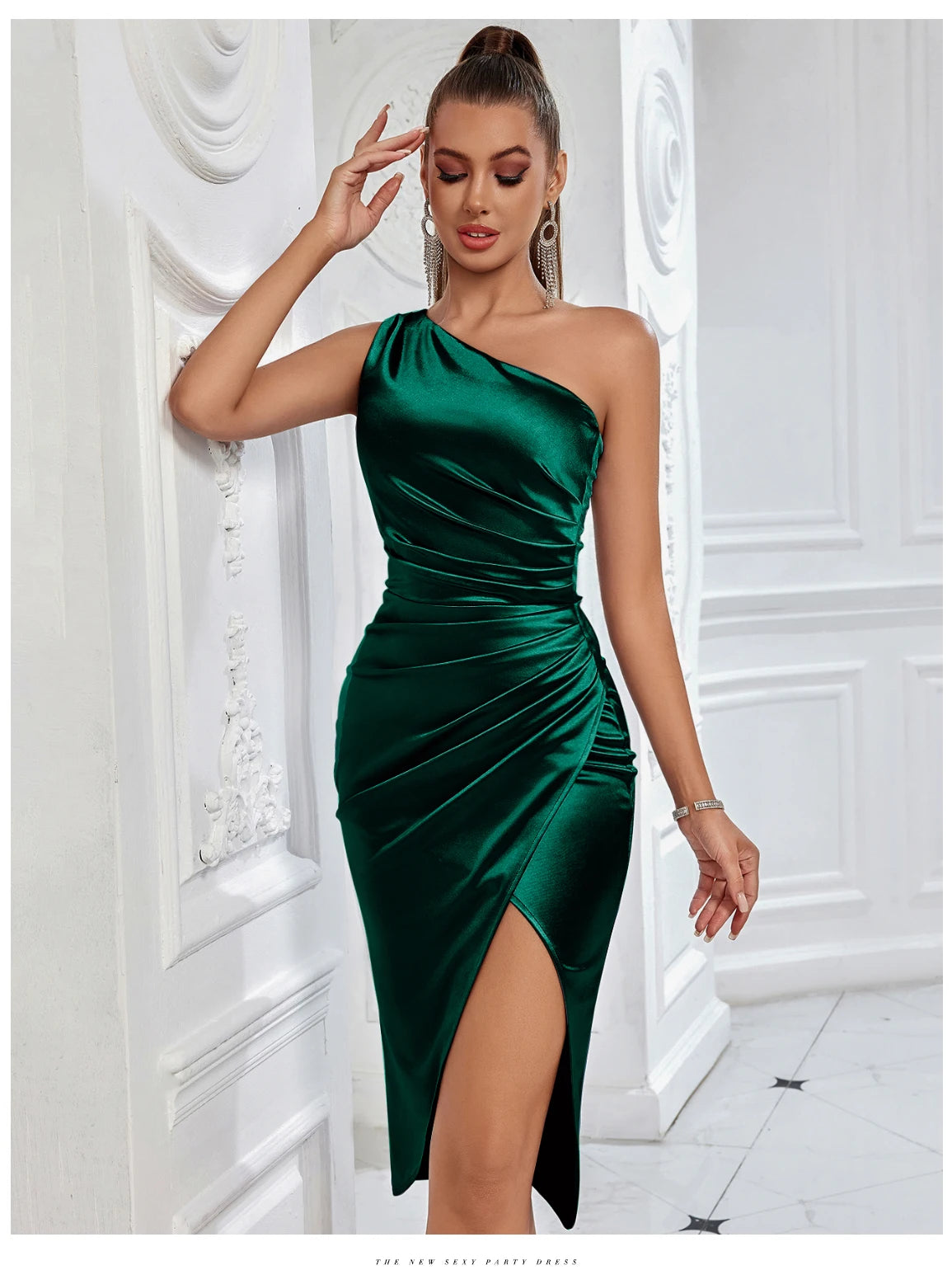ADYCE 2024 New Summer One Shoulder For Women Drape Elegant Dress Celebrity Evening Party Dresses High slit Sexy Bodycon Vestidos