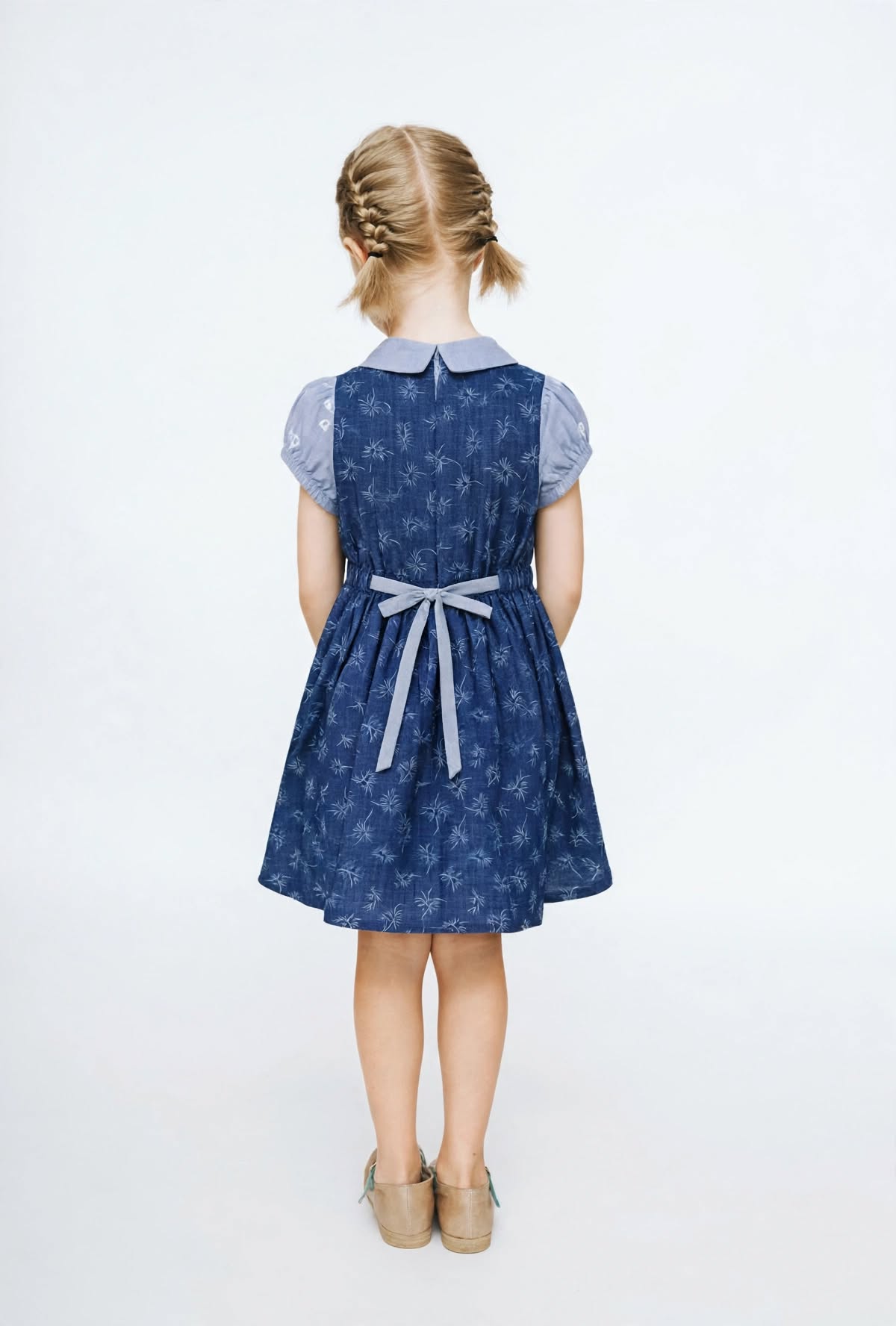 Elegant Floral Button-Front Girls Dress with Waist Tie Detail,Sizes(2-12Years) | MH