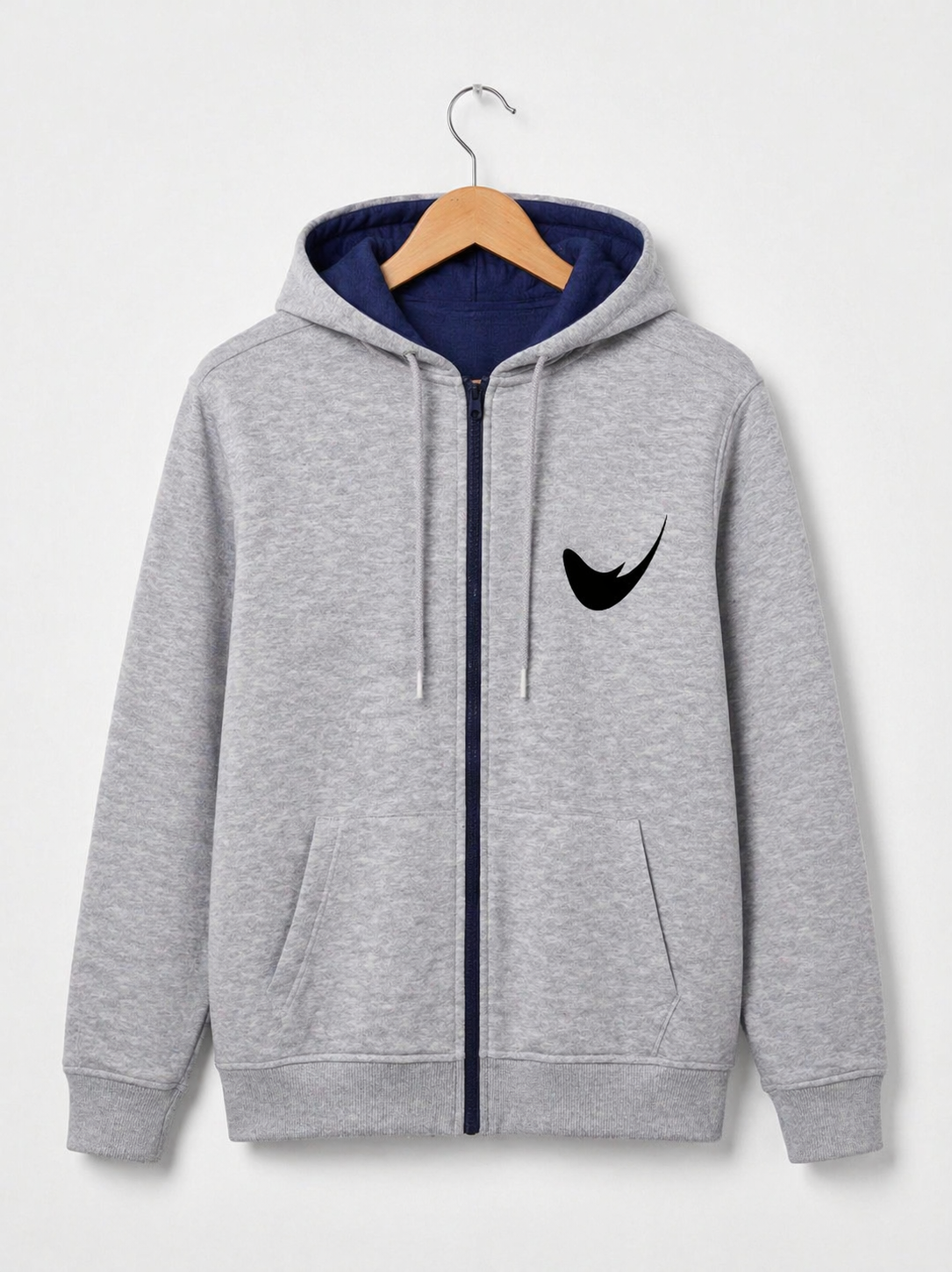 Avalanche MH Grey Zip Hoodie for Men – Premium Cotton Terry Lightweight Jacket | Sizes S-XXL | MH
