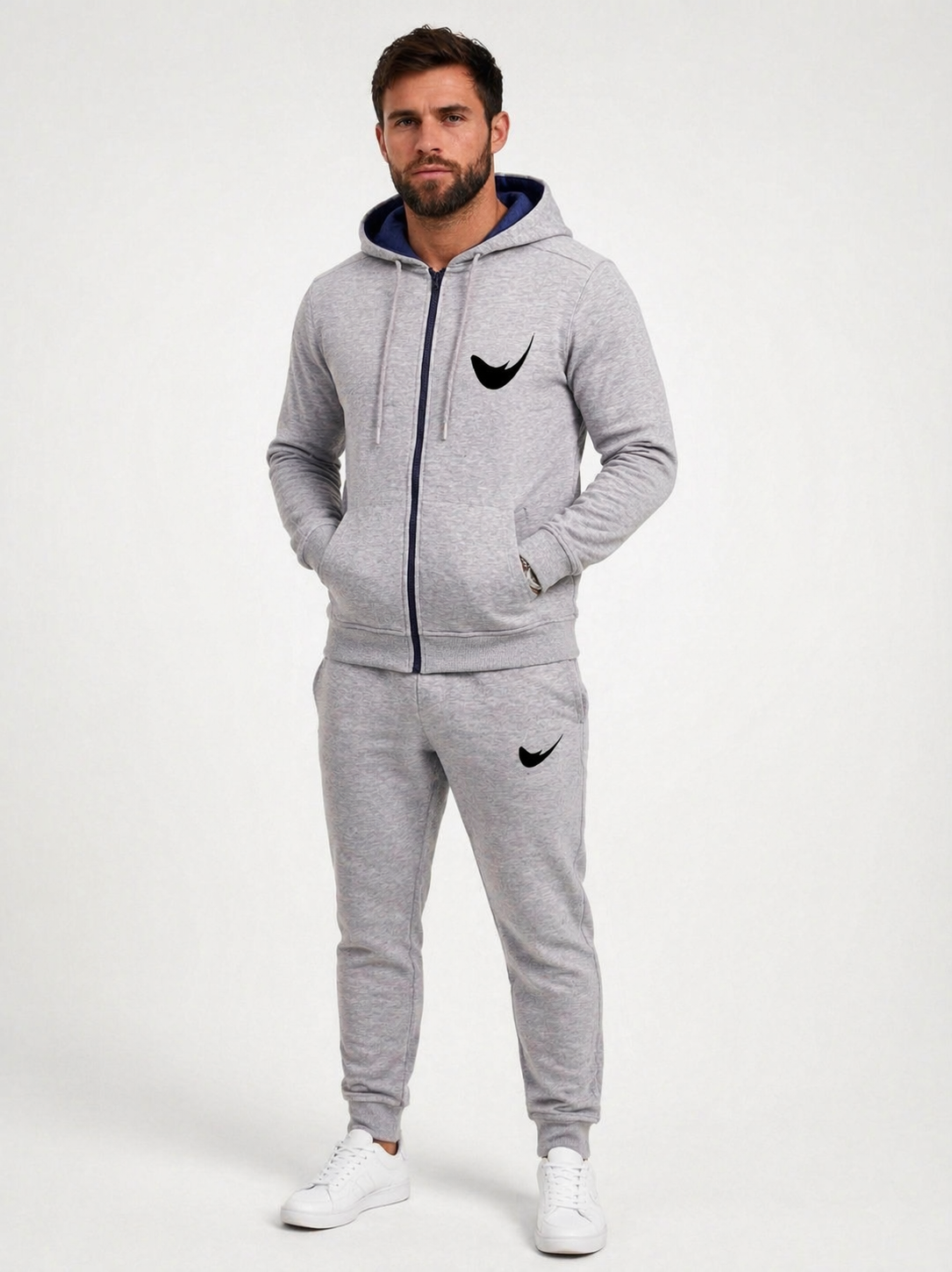 Avalanche MH Grey Zip Hoodie for Men – Premium Cotton Terry Lightweight Jacket | Sizes S-XXL | MH