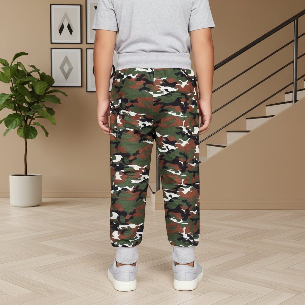 Boys CAMO Print Contest Waist-Leg white rib Trouser !MH ( 2-12yrs)