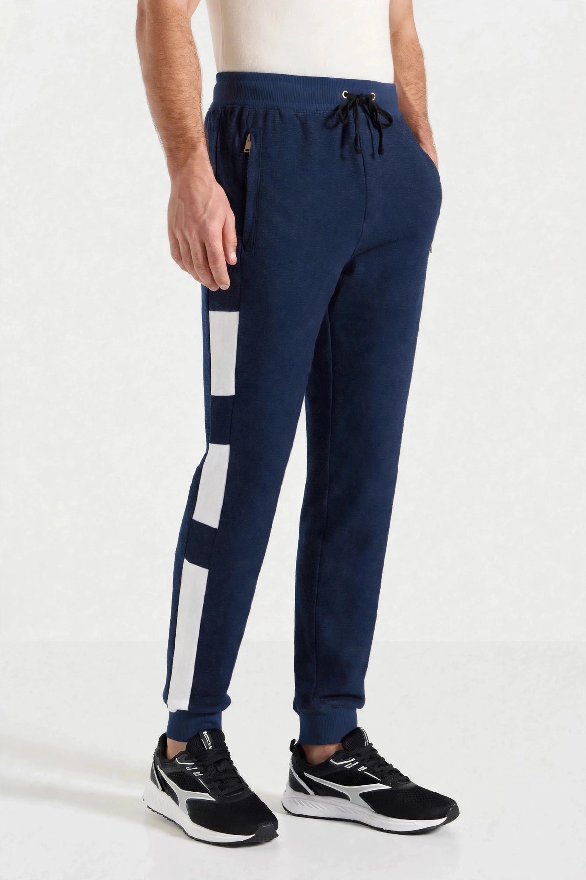 Men’s Grey Trouser with Dark Black Stripe Panels | (Sizes S/30-XXL/38) | MH