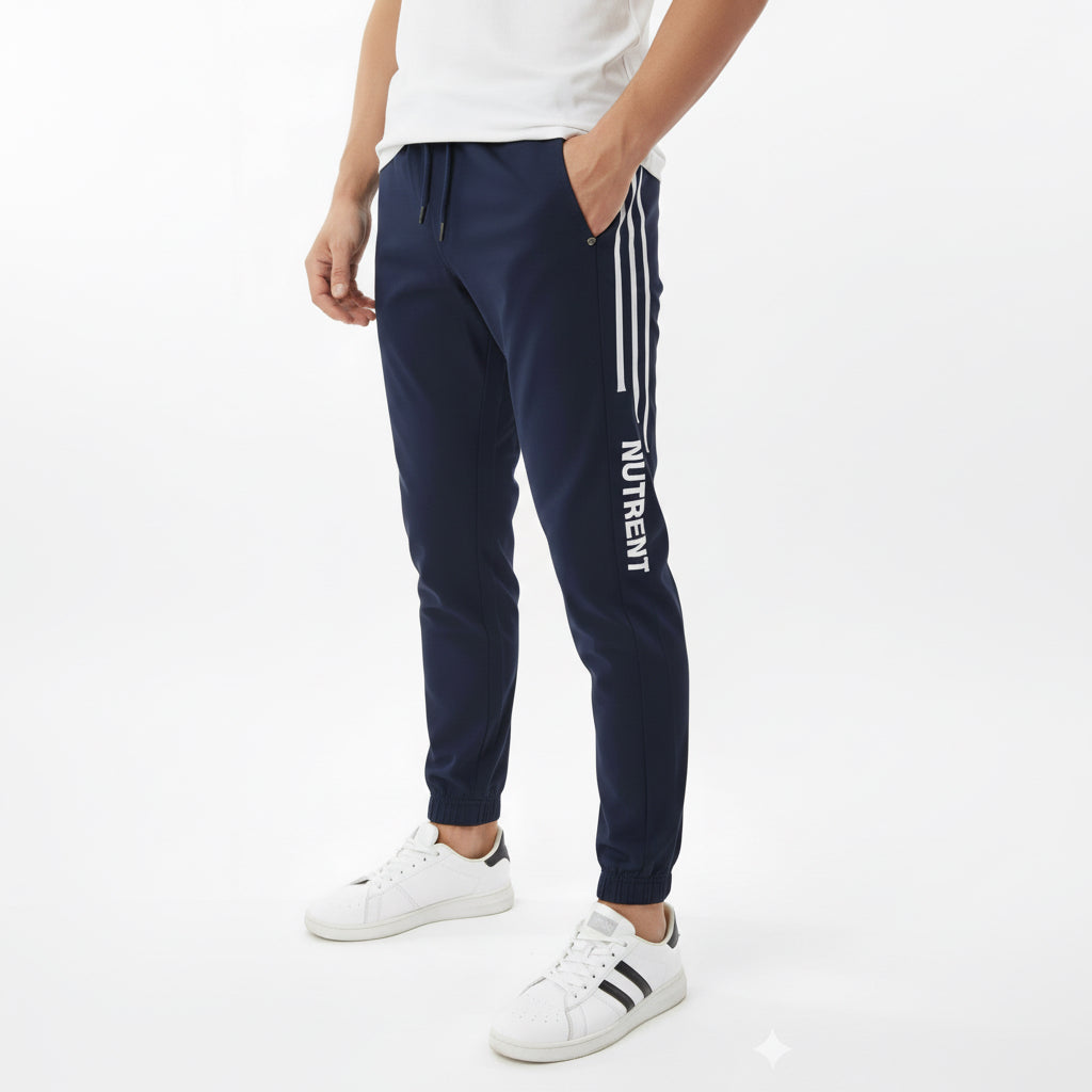 Men’s Beige Athletic Joggers with Side Stripes Pants 17-24 Years-Casual Drawstring Trousers with Pockets || 3 Colors |  MH