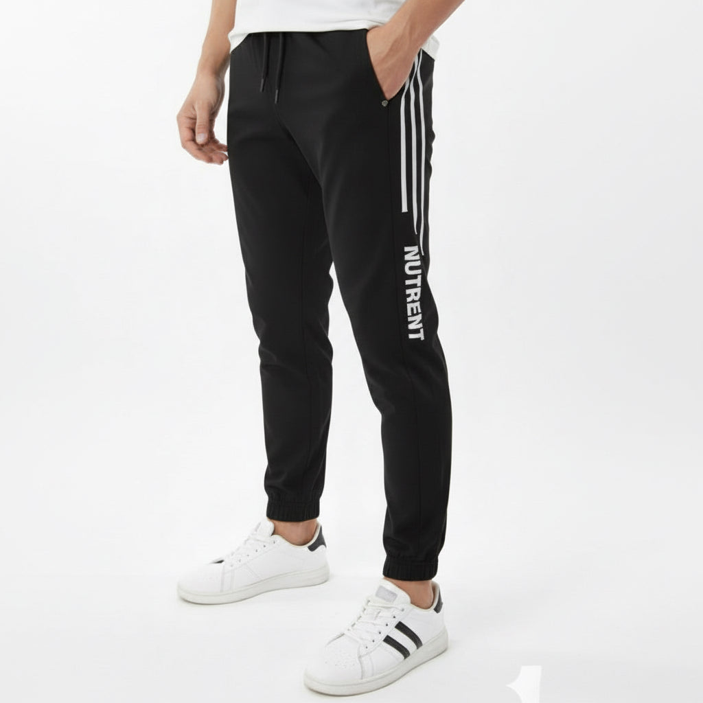 Men’s Beige Athletic Joggers with Side Stripes Pants 17-24 Years-Casual Drawstring Trousers with Pockets || 3 Colors |  MH