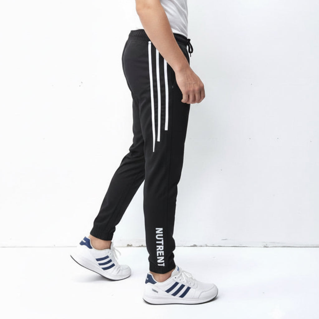 Men’s Beige Athletic Joggers with Side Stripes Pants 17-24 Years-Casual Drawstring Trousers with Pockets || 3 Colors |  MH