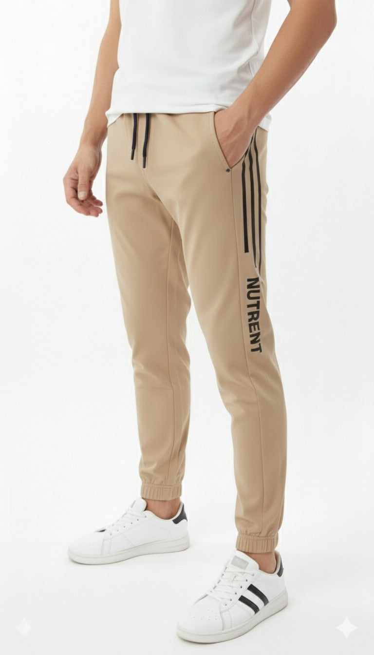 Men’s Beige Athletic Joggers with  Side Stripes./ MH