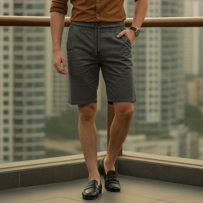 Young Men’s Grey Shorts 17-24 Years | Stylish Casual Cotton Shorts with Drawstring Waist | MH