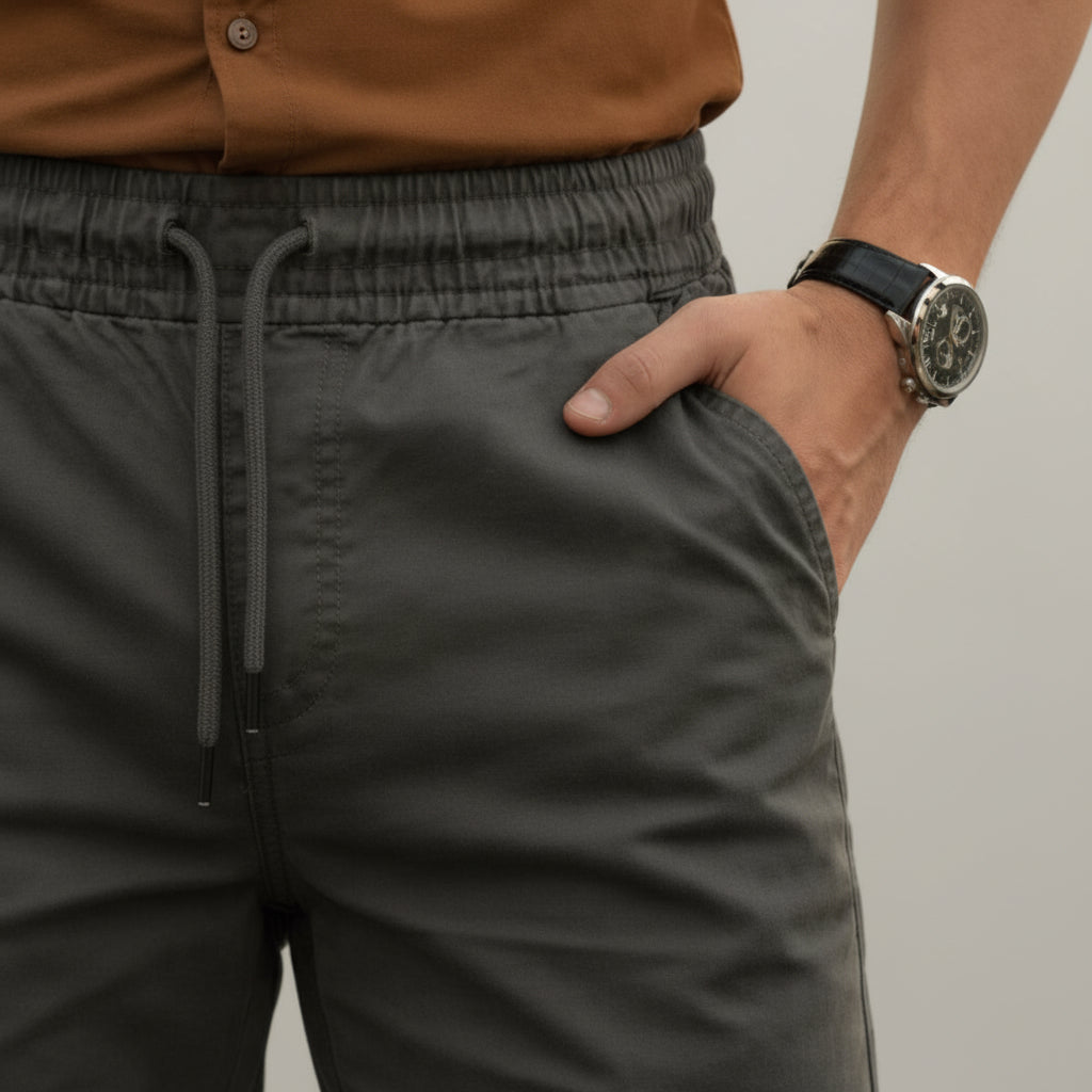 Young Men’s Grey Shorts 17-24 Years | Stylish Casual Cotton Shorts with Drawstring Waist | MH